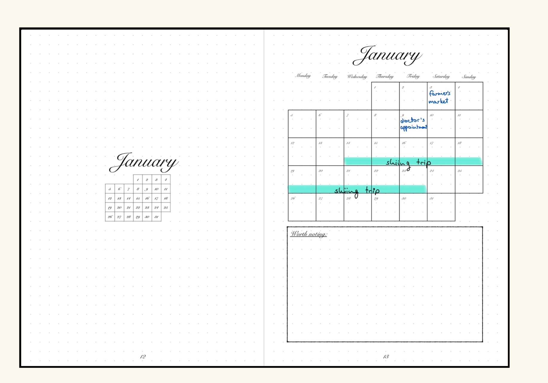 January with annotations